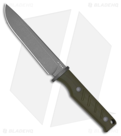 Kizer Camp 180 Fixed Blade Knife OD Green G-10 (5.55" Gray Stonewash) 1096A2 