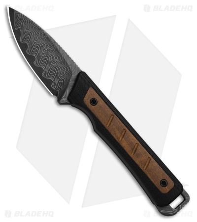 Kizer Whiskey Jack Fixed Blade Knife Black G-10/Mkuruti Wood (2.1" Damascus)