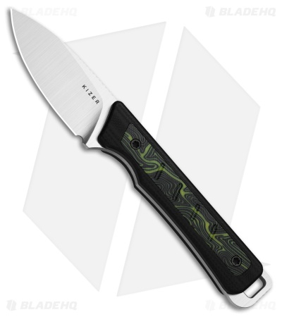 Kizer Whiskey Jack Fixed Blade Knife Black/Green G-Mascus (2.1" Satin) 
