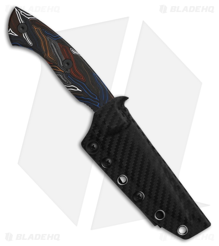 Kizer Hissbite Fixed Blade Knife Damascus G-10 (3.9" Black)