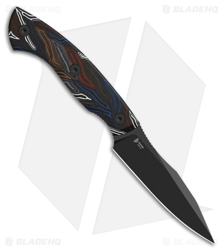 Kizer Hissbite Fixed Blade Knife Damascus G-10 (3.9" Black)
