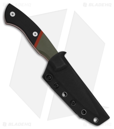 Kizer Hissbite Fixed Blade Knife Olive Green/Black/Red G-10 (3.9" Satin)
