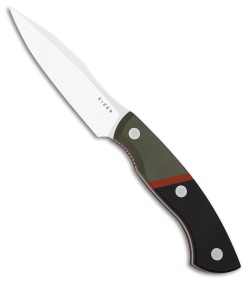 Kizer Hissbite Fixed Blade Knife Olive Green/Black/Red G-10 (3.9" Satin)