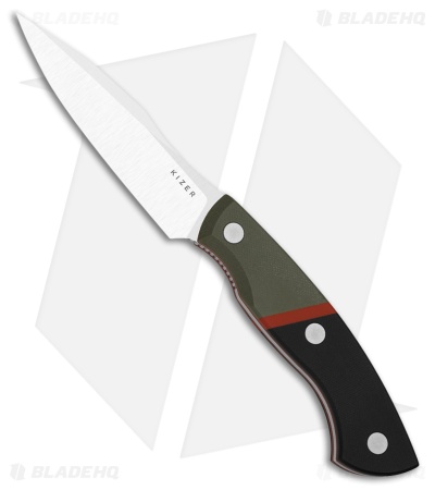Kizer Hissbite Fixed Blade Knife Olive Green/Black/Red G-10 (3.9" Satin)