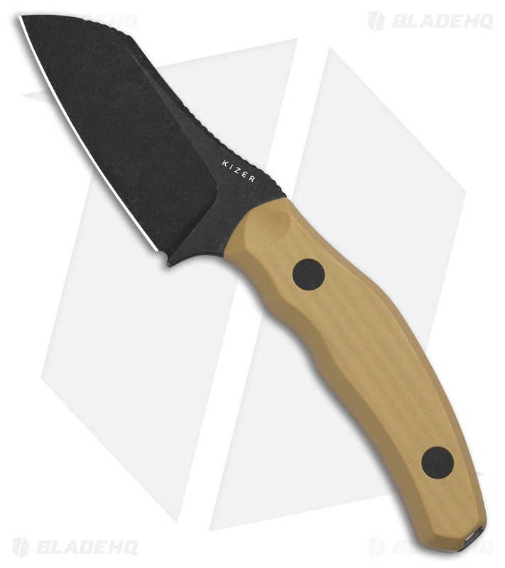 Kizer Bulldog Fixed Blade Knife Brown G-10 (3" Black Stonewash) 