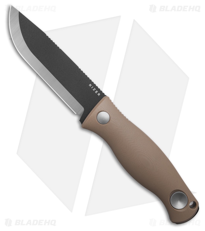 Kizer Polaris Fixed Blade Knife Tan G-10 (4.2" Black) 1100A4