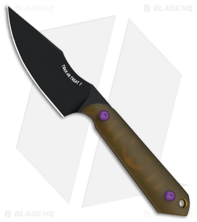 Kizer Maverick Customs Harpoon Mini Fixed Blade Knife PEI Pumpkin (Black)
