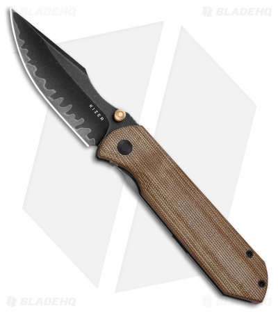 Kizer Maverick Customs Harpoon Fold Frame Lock Knife Norplex Micarta/Ti (3.4"AW)