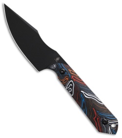 Kizer Maverick Customs Harpoon Mini Fixed Blade Knife Damascus G-10 (3&quot; Black) | 222093