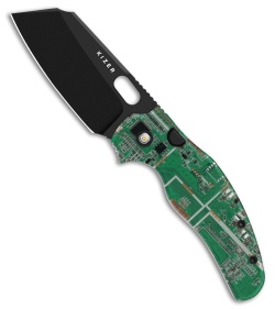 Kizer Kizer Sheepdog Button Liner Lock Knife Green PCB & Resin (3" Black) - $139.00 at Blade HQ