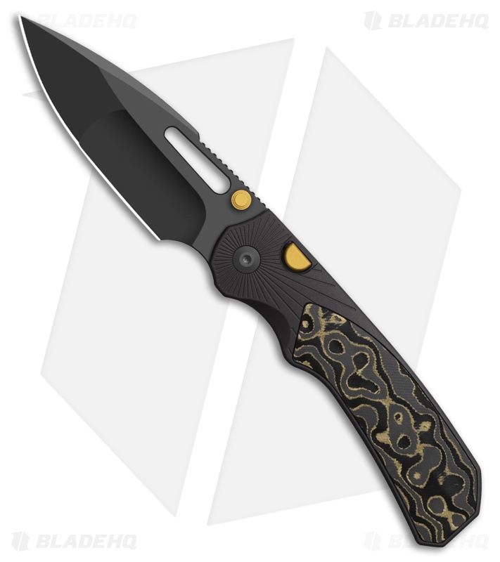 Kizer Durandal Button Liner Lock Knife Black Al/FC Camo Gold (3.45" Gray PVD)