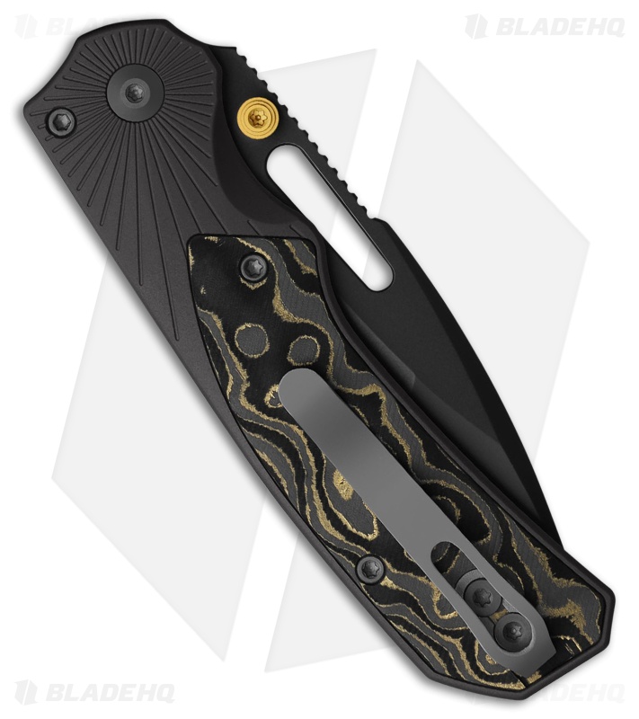 Kizer Durandal Button Liner Lock Knife Black Al/FC Camo Gold (3.45" Gray PVD)