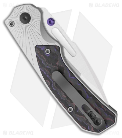 Kizer Durandal Button Liner Lock Knife Al/FatCarbon Purple Haze (3.45" Satin)