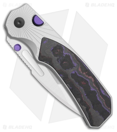 Kizer Durandal Button Liner Lock Knife Al/FatCarbon Purple Haze (3.45" Satin)