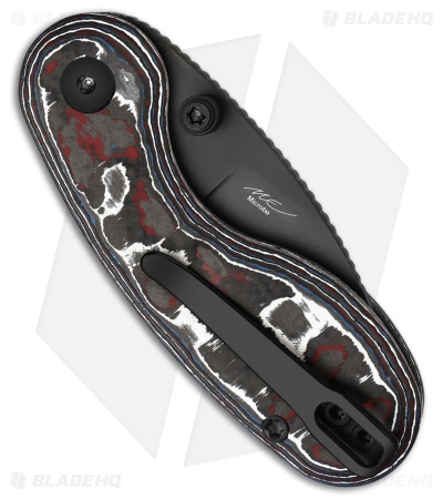 Kizer Microbe Button Liner Lock Knife Fat Carbon Red/Blue (2.2" DLC M390)