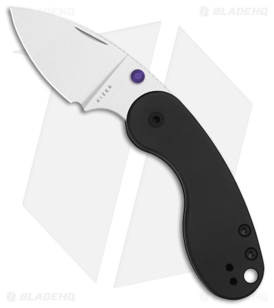 Kizer Microbe DSJ AirTi Detent Slip Joint Knife Black Aluminum (2.2" Satin)