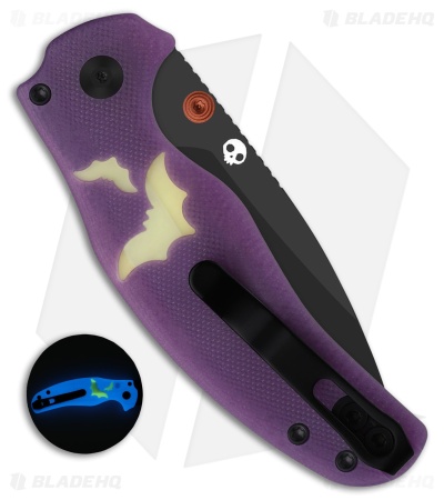 Kizer Sheepdog Button Liner Lock Knife Purple GID G10/GID Acrylic (2.95" Black)