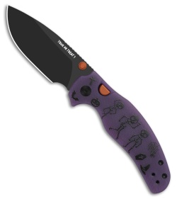 Kizer Sheepdog Button Liner Lock Knife Purple GID G10/GID Acrylic (2.95" Black)