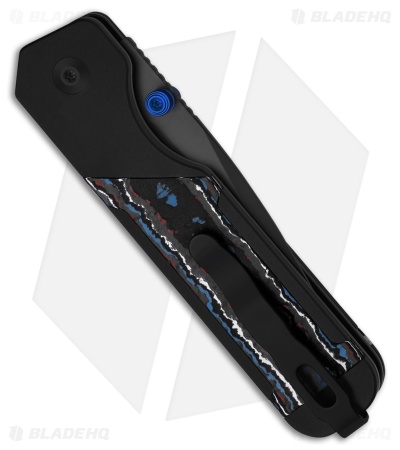 Kizer Militaw Button Liner Lock Knife Black Al/FatCarbon Nebula (3.4" DLC)