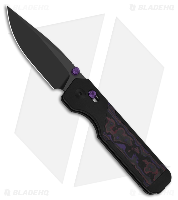 Kizer Militaw Button Liner Lock Knife Black Al/FatCarbon Purple Haze (3.4" DLC)