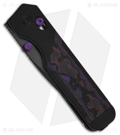 Kizer Militaw Button Liner Lock Knife Black Al/FatCarbon Purple Haze (3.4" DLC)