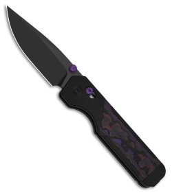 Kizer Militaw Button Liner Lock Knife Black Al/FatCarbon Purple Haze (3.4" DLC)