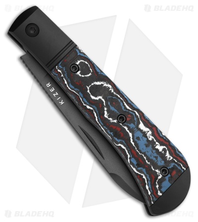 Kizer Trestle D Slip Joint Knife FatCarbon/ Black Aluminum Bolsters  (2.95" DLC)