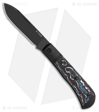 Kizer Trestle D Slip Joint Knife FatCarbon/ Black Aluminum Bolsters  (2.95" DLC)