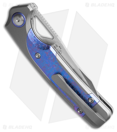 Kizer Ara Purple/Silver Titanium Drop Point Satin S45VN