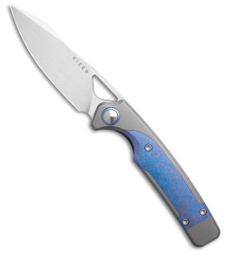 Kizer Ara CF/Gold Ti Drop Point Bubble Stonewash S45VN