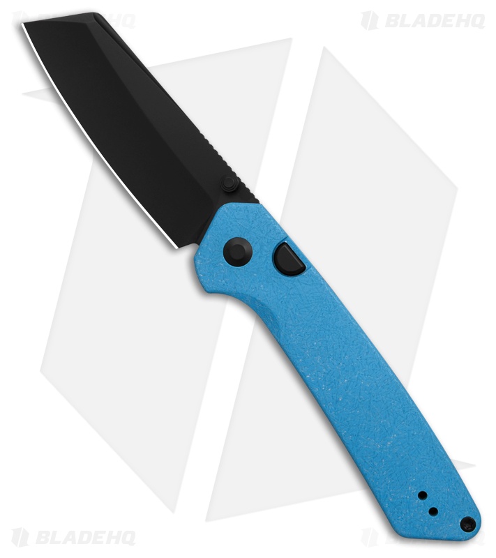 Kizer Cutlery Madrac  Button Lock Knife Ocean Blue FatCarbon (3" Black PVD)