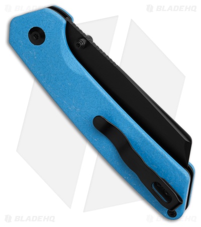 Kizer Cutlery Madrac  Button Lock Knife Ocean Blue FatCarbon (3" Black PVD)
