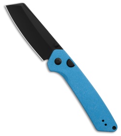 Kizer Cutlery Madrac  Button Lock Knife Ocean Blue FatCarbon (3" Black PVD)