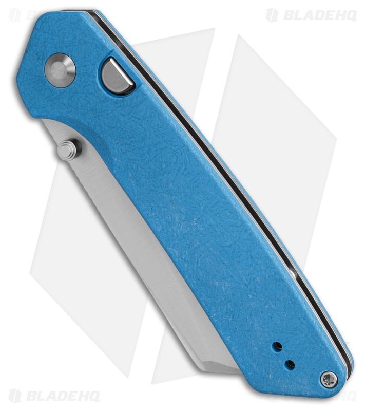 Kizer Cutlery Madrac  Button Lock Knife Ocean Blue FatCarbon (3" Satin)