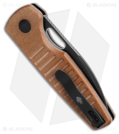 Kizer Parakeet Button Lock Knife Tan Micarta (2.5" Black)