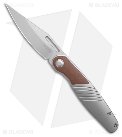 Kizer RAZE Liner Lock Knife Titanium + Leather (3.50" Stonewash)