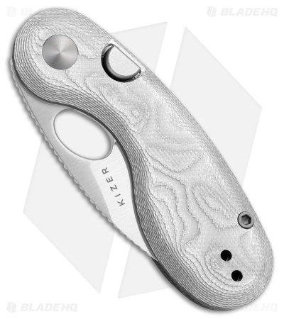 Kizer Cutlery Microbe Button Liner Lock Knife Silver Glass Fiber (2.2" Satin)