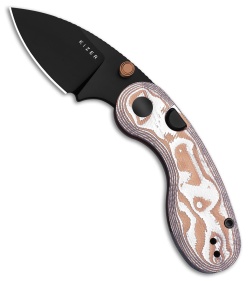 Kizer Cutlery Microbe Button Liner Lock Knife Tan Glass Fiber (2.2" Black PVD)