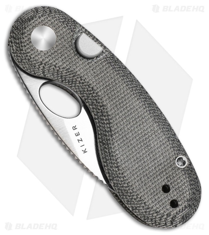 Kizer Microbe Button Liner Lock Knife Norplex UltreX Black Micarta (2.2" Satin)