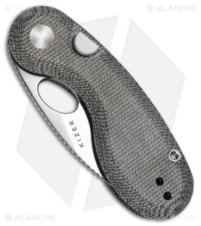 Kizer Microbe Button Liner Lock Knife Norplex UltreX Black Micarta (2.2" Satin)