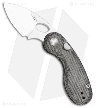 Kizer Microbe Button Liner Lock Knife Norplex UltreX Black Micarta (2.2" Satin)