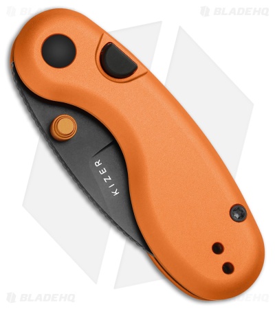 Kizer Microbe Button Liner Lock Knife Orange Aluminum (2.2" PVD 14C28N)