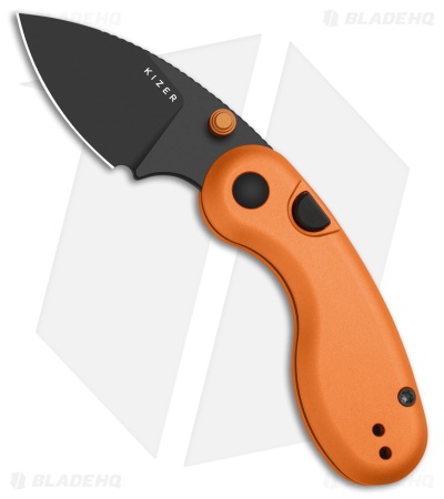 Kizer Microbe Button Liner Lock Knife Orange Aluminum (2.2" PVD 14C28N)