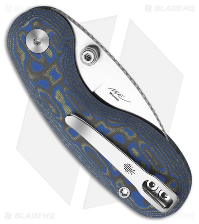Kizer Microbe Button Liner Lock Knife Gray/Blue Vortex Micarta (2.2" Satin)