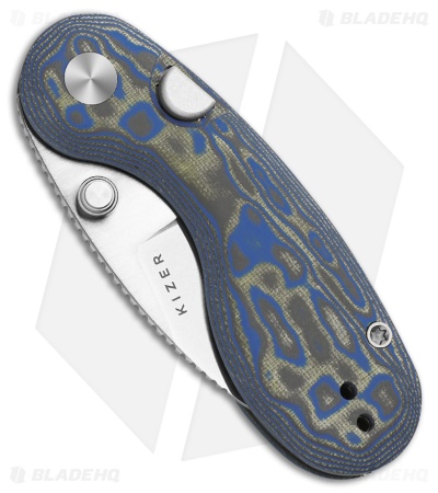 Kizer Microbe Button Liner Lock Knife Gray/Blue Vortex Micarta (2.2" Satin)