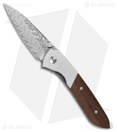 Kizer Spitfire Knife Aluminum/Mkuruti Wood Damascus Blade