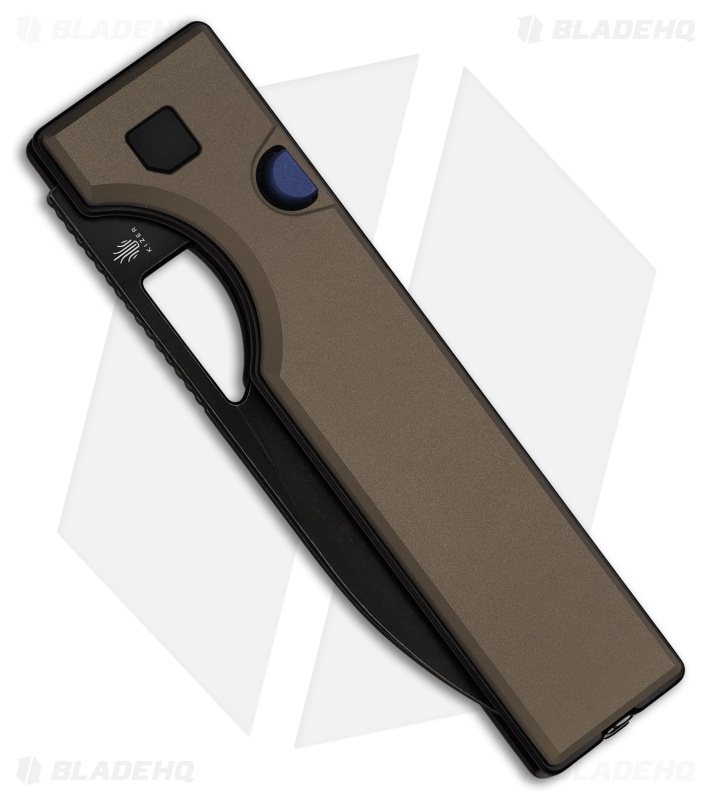 Kizer Little Ringbo Button Liner Lock Knife Brown Aluminum (3" Black Stonewash)