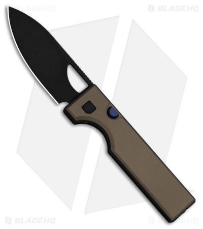Kizer Little Ringbo Button Liner Lock Knife Brown Aluminum (3" Black Stonewash)