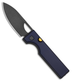 Kizer Little Ringbo Button Liner Lock Knife Blue Aluminum (3" Gray Stonewash)