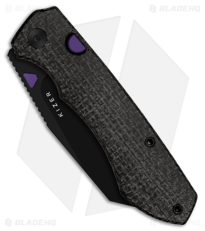 Kizer Wharning Button Liner Lock Knife Micarta (3.4" Black PVD)